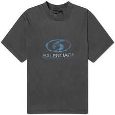 Футболка Balenciaga Surf Logo, цвет Faded Black &amp; Blue