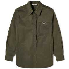 Рубашка Valentino V Logo Overshirt, оливковое