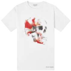 Футболка Alexander Mcqueen Obscured Skull Print, цвет White, Red &amp; Black