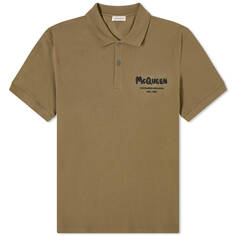 Рубашка Alexander Mcqueen Graffiti Logo Polo, цвет Deep Khaki