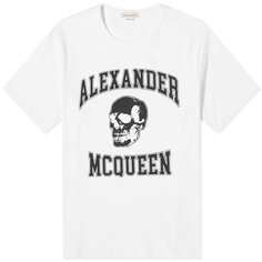 Футболка Alexander Mcqueen Varsity Skull Logo, цвет White &amp; Black
