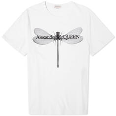 Футболка Alexander Mcqueen Dragonfly Print, цвет White &amp; Black