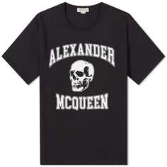 Футболка Alexander Mcqueen Varsity Skull Logo, цвет Black &amp; White