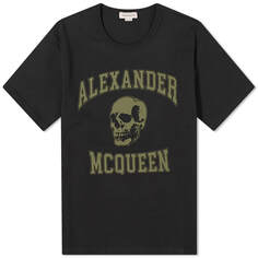 Футболка Alexander Mcqueen Varsity Skull Logo, цвет Black &amp; Khaki
