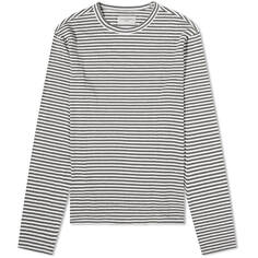 Футболка Officine Générale French Linen Stripe Long Sleeve, цвет Olive &amp; White