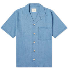 Рубашка Folk Short Sleeve Soft Collar, светлый индиго