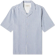 Рубашка Officine Générale Eren Textured Stripe Vacation, цвет White &amp; Navy