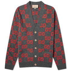 Кардиган Gucci Jumbo Gg Jacquard, серый