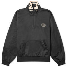 Свитер Gucci Interlocking Logo Half Zip, черный