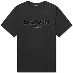 Футболка Balmain Flock Logo, цвет Black &amp; Silver