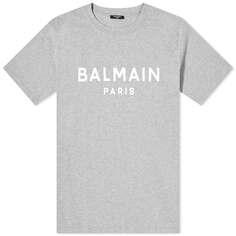 Футболка Balmain Paris Logo, цвет Grey Marl &amp; White