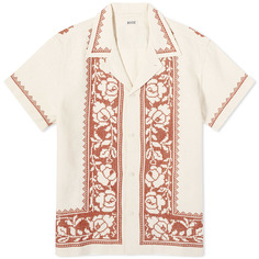 Рубашка Bode Cross Stitch Vacation, цвет Brown &amp; White