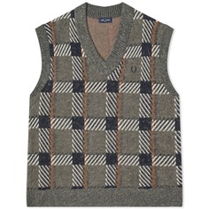 Жилет Fred Perry Glitch Tartan Knitted, цвет Field Green