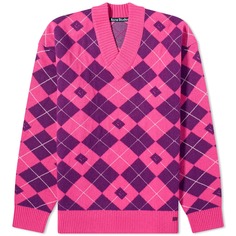 Джемпер Acne Studios Kwan Argyle Face, цвет Bright Pink &amp; Mid Purple