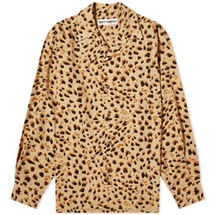 Рубашка Wacko Maria Leopard Print Hawaiian, бежевый