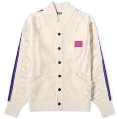 Кардиган Acne Studios Karling Varsity Stripe Face, цвет Oatmeal Melange