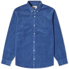Рубашка Carhartt Wip Madison Fine Cord, цвет Hudson Blue &amp; Black