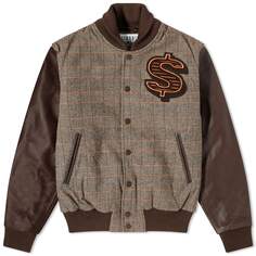Куртка Billionaire Boys Club Leather Sleeve Varsity, цвет Brown Check