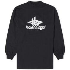 Футболка Balenciaga Long Sleeve Logo, цвет Black &amp; White