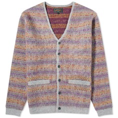 Кардиган Beams Plus Fairisle Jacquard Mohair, серый