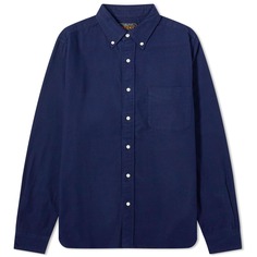 Рубашка Beams Plus Button Down Solid Flannel, темно-синий