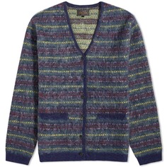 Кардиган Beams Plus Fairisle Jacquard Mohair, темно-синий