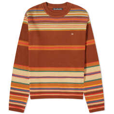 Джемпер Acne Studios Kenzil Stripes Face, цвет Cinnamon Brown &amp; Multi