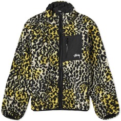 Куртка Stussy Sherpa Reversible, цвет Yellow Leopard
