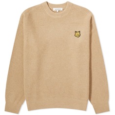 Джемпер Maison Kitsune Tonal Fox Head Patch Ribbed, бежевый меланж