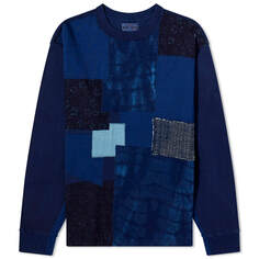 Футболка Blue Blue Japan Patchwork Long Sleeve, индиго