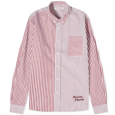 Рубашка Maison Kitsune Handwriting Logo Fun Mix Stripe, цвет White &amp; Red