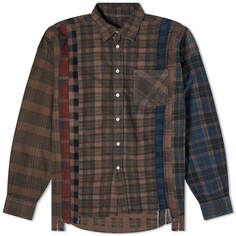 Рубашка Needles 7 Cuts Wide Over Dyed Flannel, коричневый