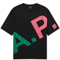 Футболка A.P.C. Cory All Over Logo, цвет Black Multi