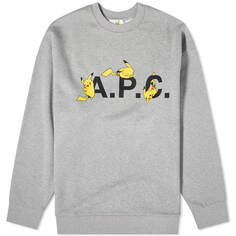 Свитер A.P.C. X Pokémon Pikachu Crew, цвет Heathered Light Grey