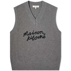 Жилет Maison Kitsune Handwriting Logo Oversize, цвет Dark Grey Melange
