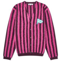 Кардиган Maison Kitsune Flag Logo Intarsia Stripe, цвет Fuchsia &amp; Burgundy