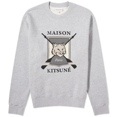 Свитшот Maison Kitsune College Fox Printed Comfort, цвет Light Grey Melange