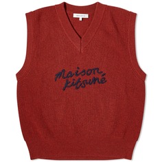 Жилет Maison Kitsune Handwriting Logo Oversize, цвет Burnt Red