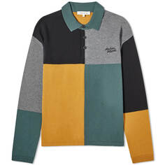 Поло Maison Kitsune Colour Block Regular, цвет Bottle Green &amp; Mustard