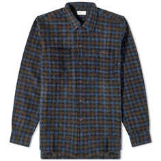 Рубашка Universal Works Checkered Fleece Work, цвет Brown &amp; Sky