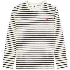 Футболка Wood Wood Long Sleeve Mel, цвет Off-White &amp; Black Stripes