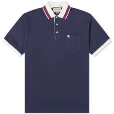 Рубашка Gucci Tipped Logo Polo, темно-синий