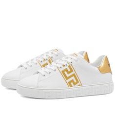 Кроссовки Versace Greek Sole Embroidered Band, цвет White &amp; Gold