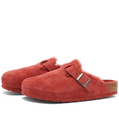 Сандалии Birkenstock Boston Shearling, цвет Sienna Red Suede