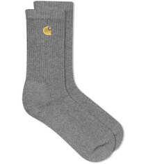 Носки Carhartt Wip Chase, цвет Dark Grey Heather &amp; Gold