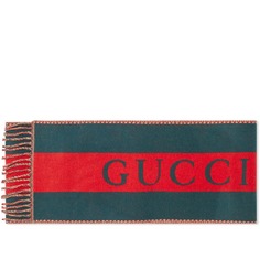 Шарф Gucci Double Web, цвет Green &amp; Beige
