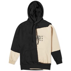 Худи Mm6 Maison Margiela Patchwork Logo, бежевый и черный