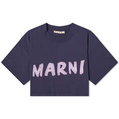 Футболка Marni Cropped Logo, цвет Blueblack