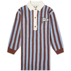 Платье Maison Kitsune Striped Polo, цвет Sky Blue &amp; Hazelnut Stripes