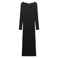 Платье Zara Asymmetric Ribbed, черный